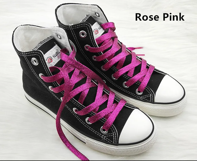 1 cm Width Colorful Lurex Shoelaces Trendy Bright Colorful Shoelaces Sneaker White Casual Sports Leather Shoes Laces Dropship