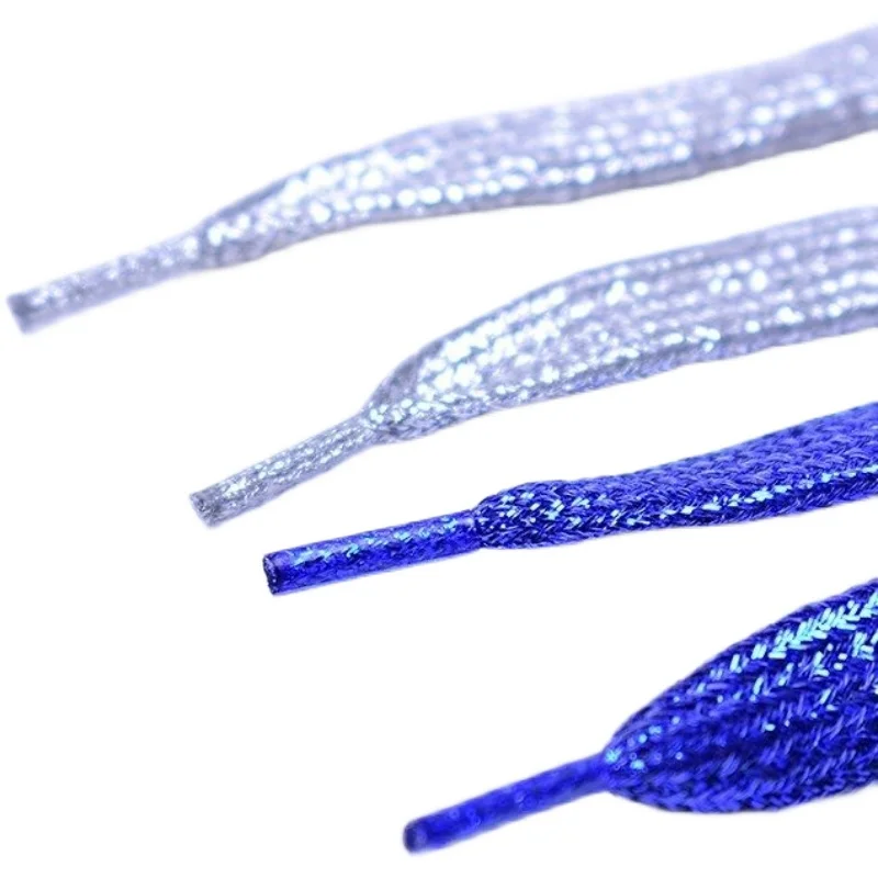 1 cm Width Colorful Lurex Shoelaces Trendy Bright Colorful Shoelaces Sneaker White Casual Sports Leather Shoes Laces Dropship