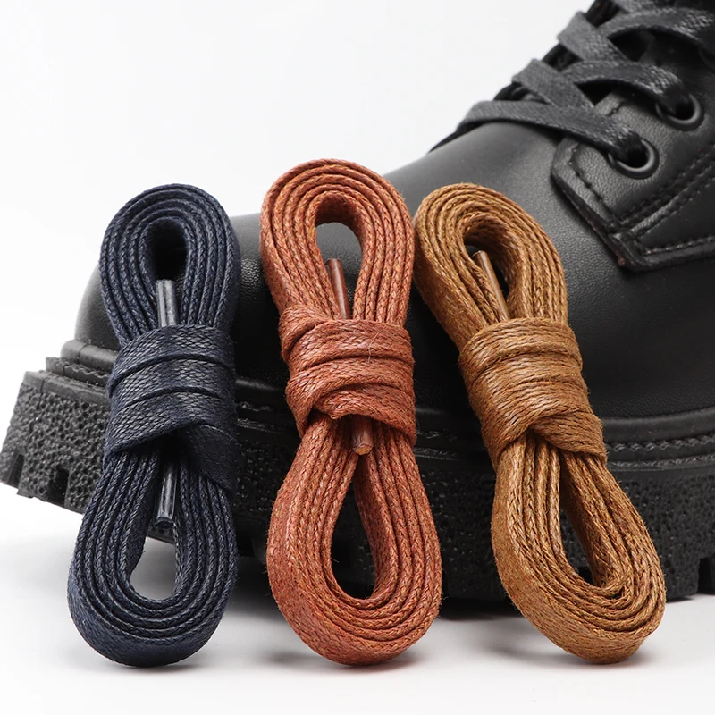 1Pair Waxed Flat Shoelaces Leather Waterproof Casual Shoes Laces Unisex Boots Shoelace Length 60 80 100 120 140 160 180CM P3